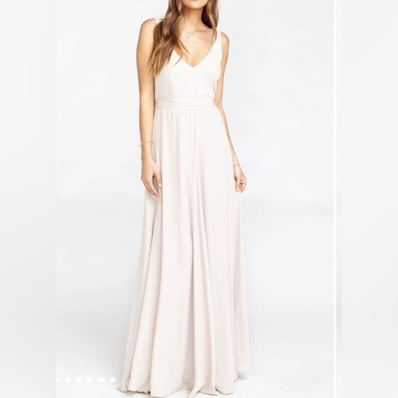 NWT Show Me Your Mumu Jenn “Show Me The Ring” Formal Maxi Dress Beige size XL - Picture 1 of 15